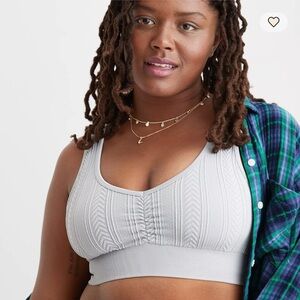 NWOT Medium Heather Gray Aerie Seamless Cableknit Padded Bralette